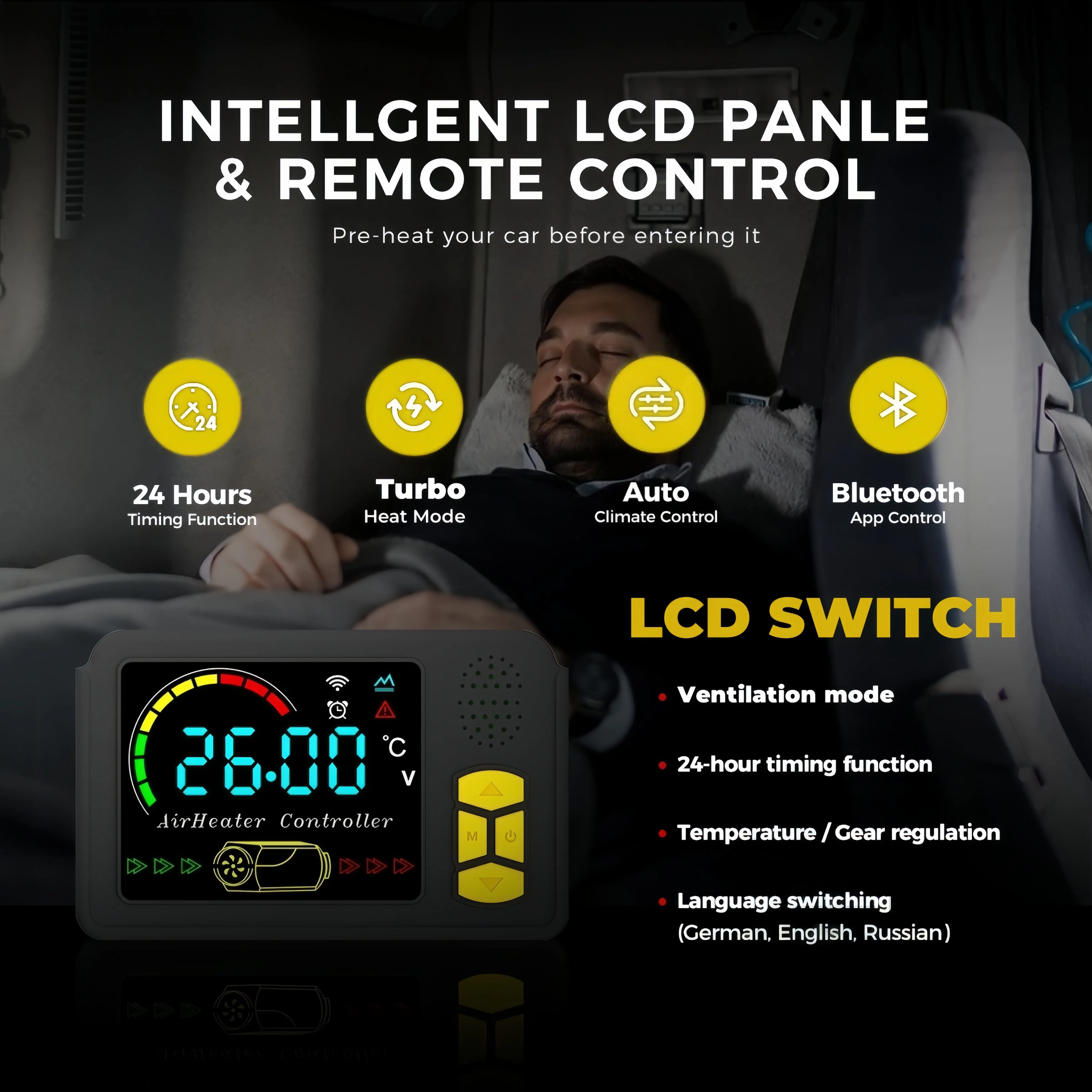 8KW صندوق أدوات 12 فولت و 24 فولت 110-240 فولت سخان هواء ديزل فائق الهدوء الكل في واحد سخان التوقف مع تطبيق بلوتوث لخيمة سيارة شاحنة RV