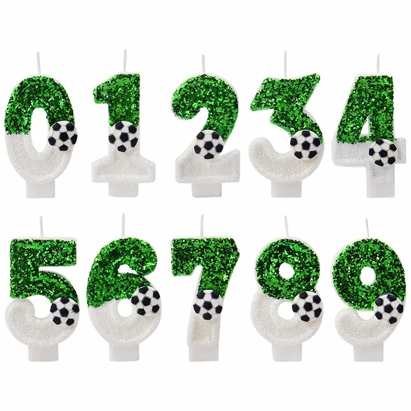 1Pc Number 0-9 Soccer Cake Candles Sports Theme Football Birthday Party Decoration Favors Cupcake Topper Cake Decor Supplies
