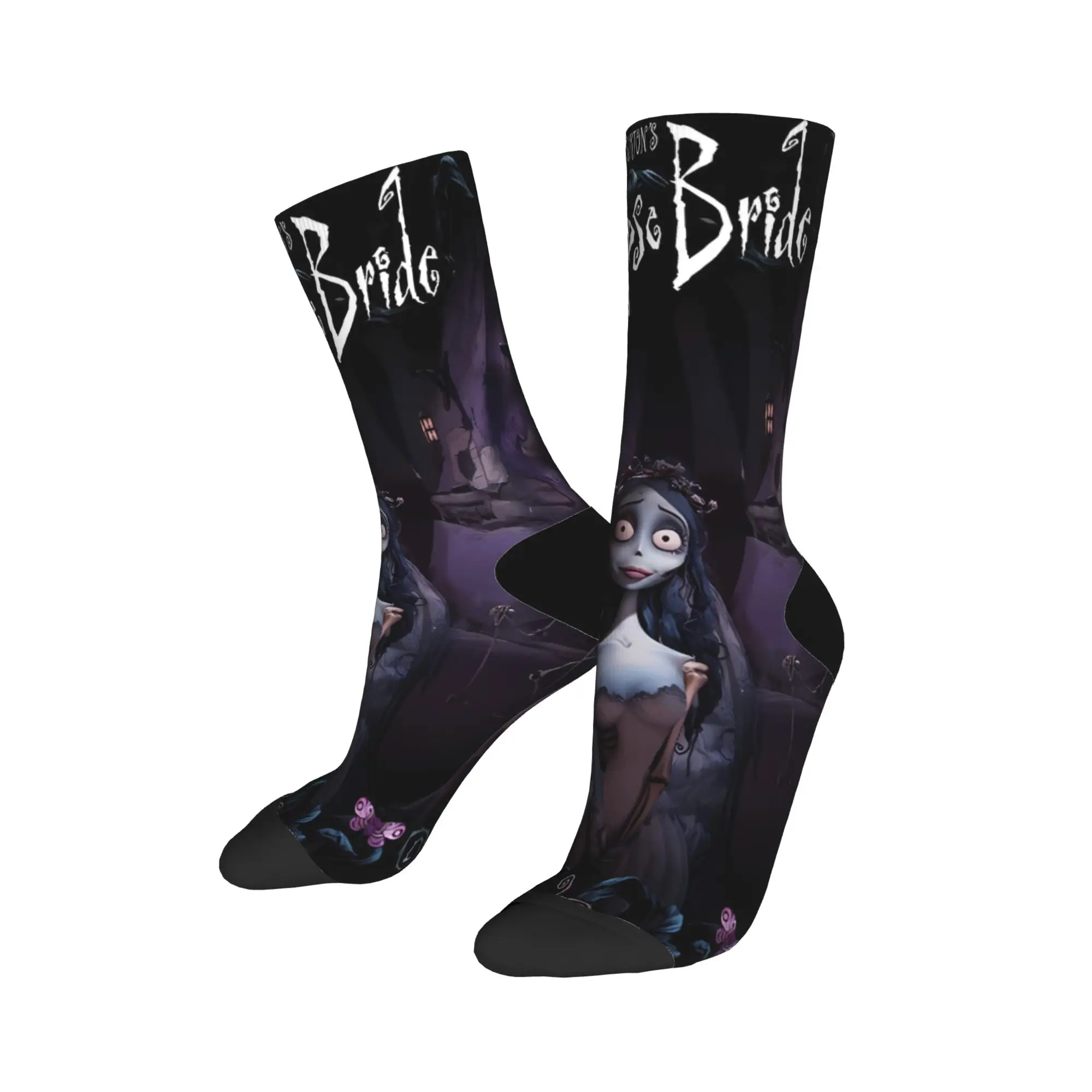 여성 남성 양말 애니메이션 영화 C-Corpse Bride 스타킹 미끄럼 방지 부드러운 양말 가을 유행 그래픽 러닝 스포츠 양말