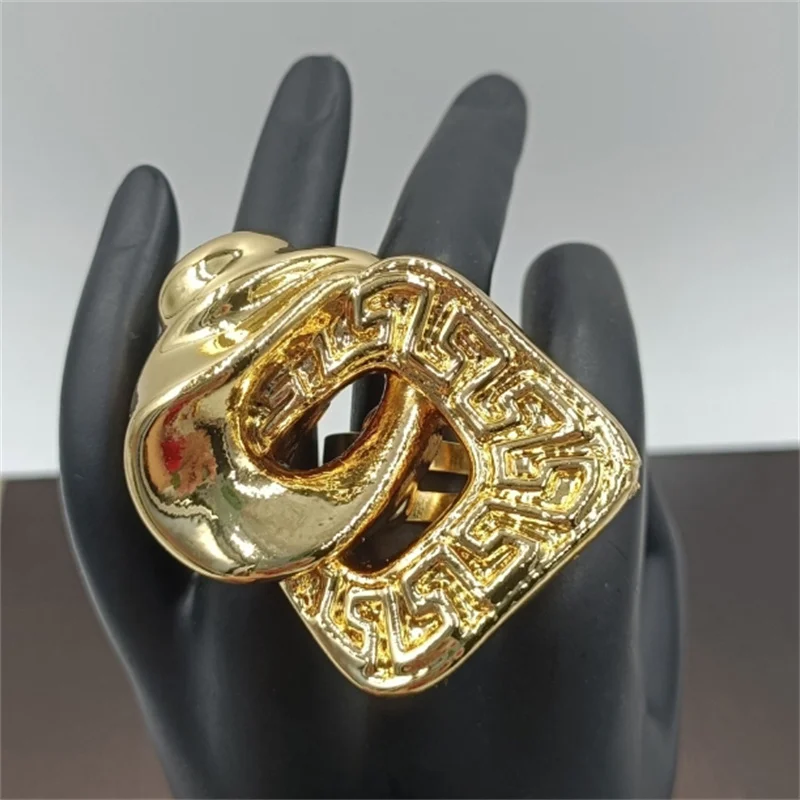 Brand Adjustable Stylish Zircon Statement Party Jewelry Girls High Quality Fashion Gold Color Geometric Rings For Elegant Women