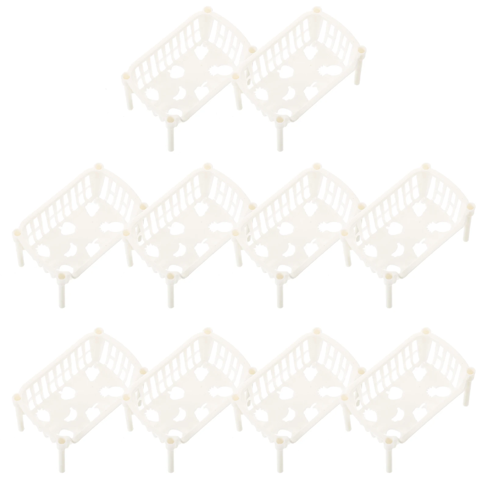

10 Pcs Miniature Shelf White Plastic Model for Dollhouse Storage Rack Lightweight Space Saving Mini Furniture Display