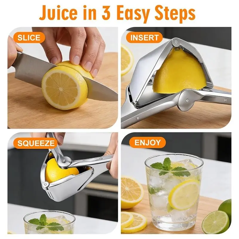 WCS-Lemon Squeezer, Stainless Steel Lemon Juicer, Dishwasher Safe, Heavy Duty Hand Press Citrus Extractor