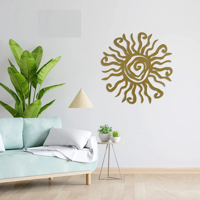 Wacky Sun Metal Wall Art Outdoor Decor 11.8 Inches Rust Proof Wall Sculpture Perfect For Garden Gold