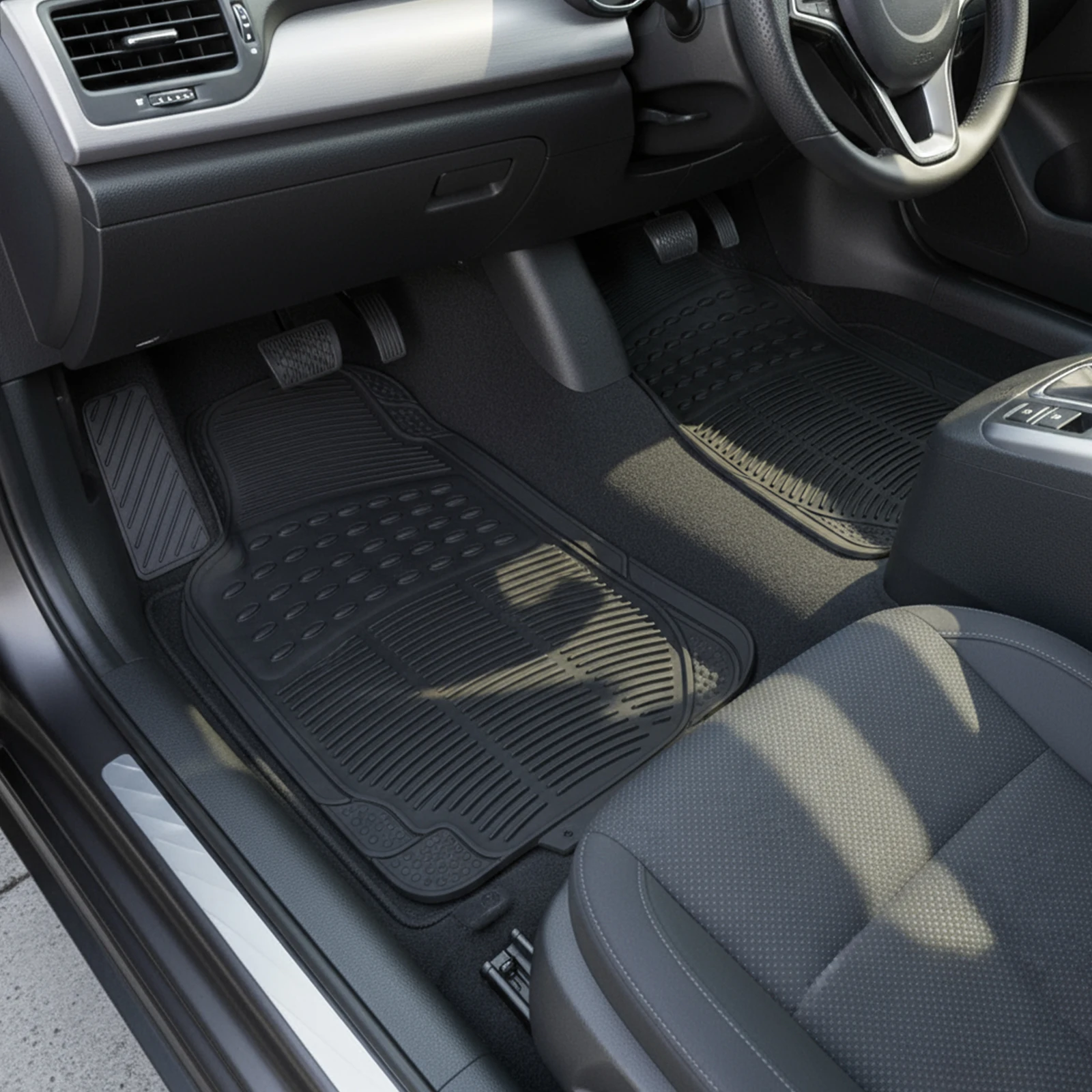 

3 Pieces All Weather Rubber Car Floor Mats Waterproof All Weather Car Mats Heavy Duty Rubber Car Mats for Cars Truck SUV