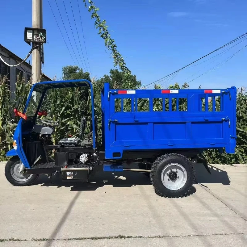 Freight Fully Enclosed Tricycle Motorized Semi-enclosed Agricultural Truck Blue Multifunctional High