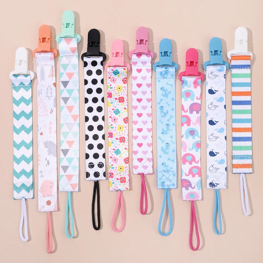 1pcs Fixed Button Baby Cartoon Pacifier Clips Chains Ribbon Soother Chains Anti-drop Buckle Strap for Pacifier Baby Feeding Gift