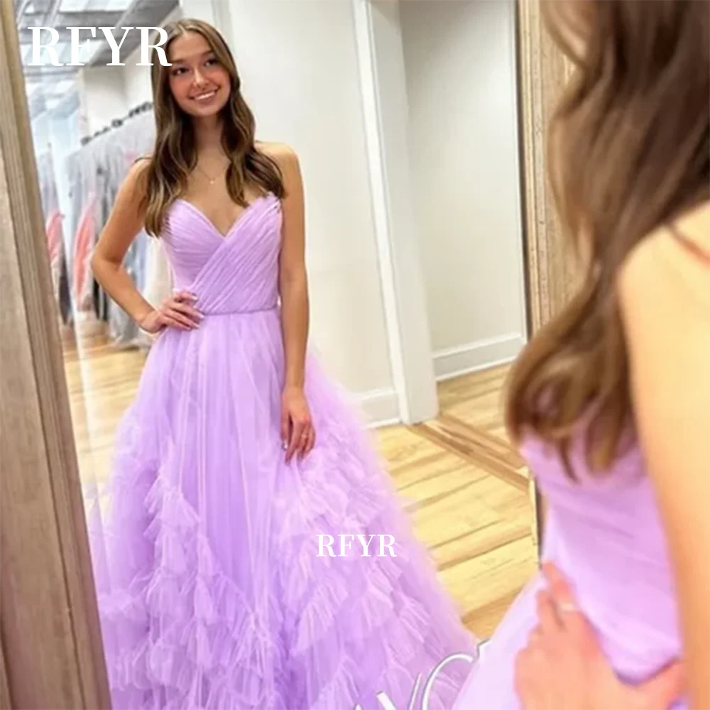 

RFYR Fluffy Prom Dress A Line Evening Gowns Multilayers Elegant Princess Gown Party Gown مناسبة رسمية Customized