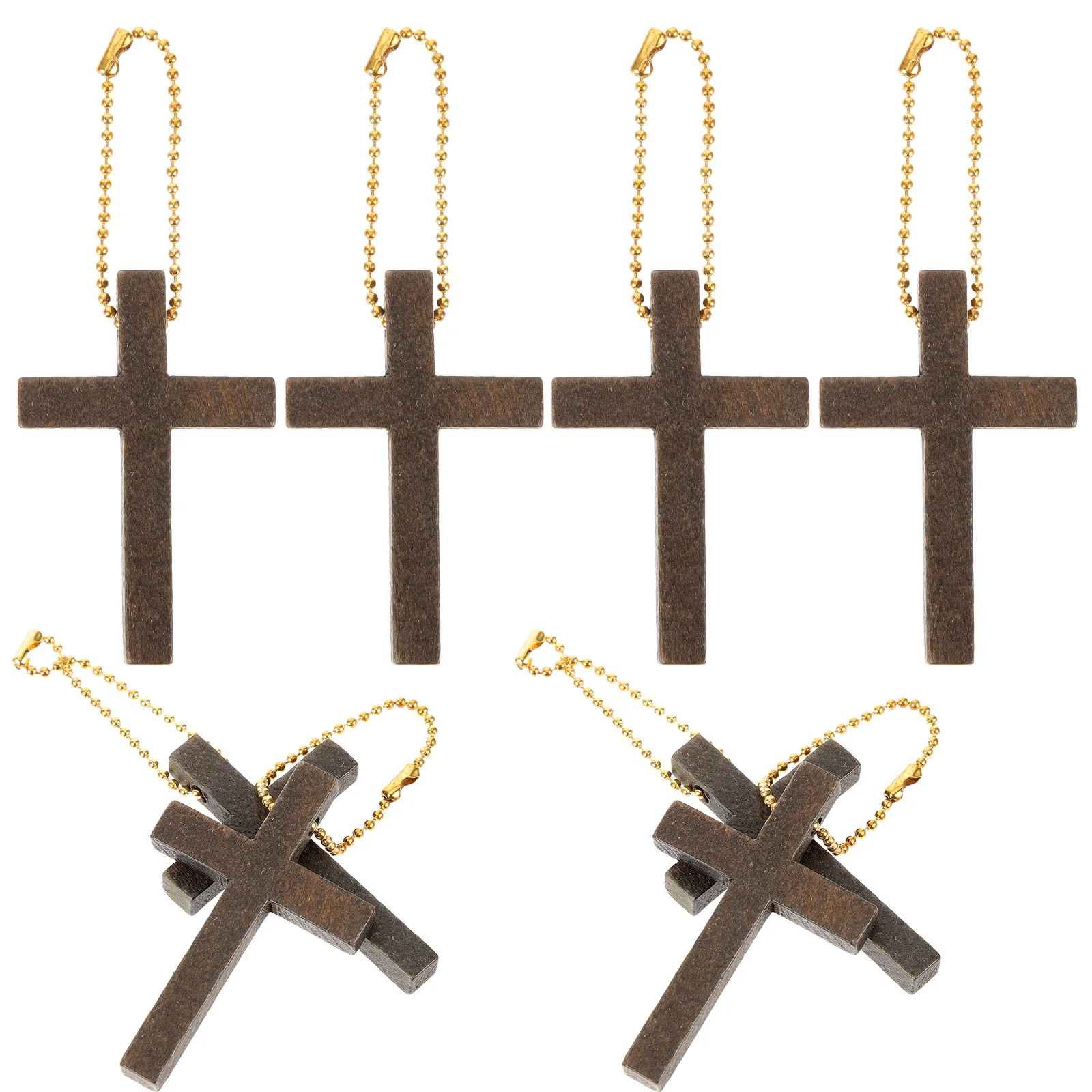 

10 Pcs Wooden Cross Ornament Decor Keychain Accessories Chains Hanging Charm for Pendant Jesus Religious Charms Craft Jewelry