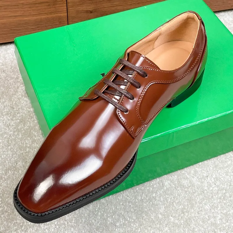 

British Style Brown Black Wedding Dress Shoes Men's Genuine Leather Thick-soled Office Party Casual Male Leather Shoes Youth