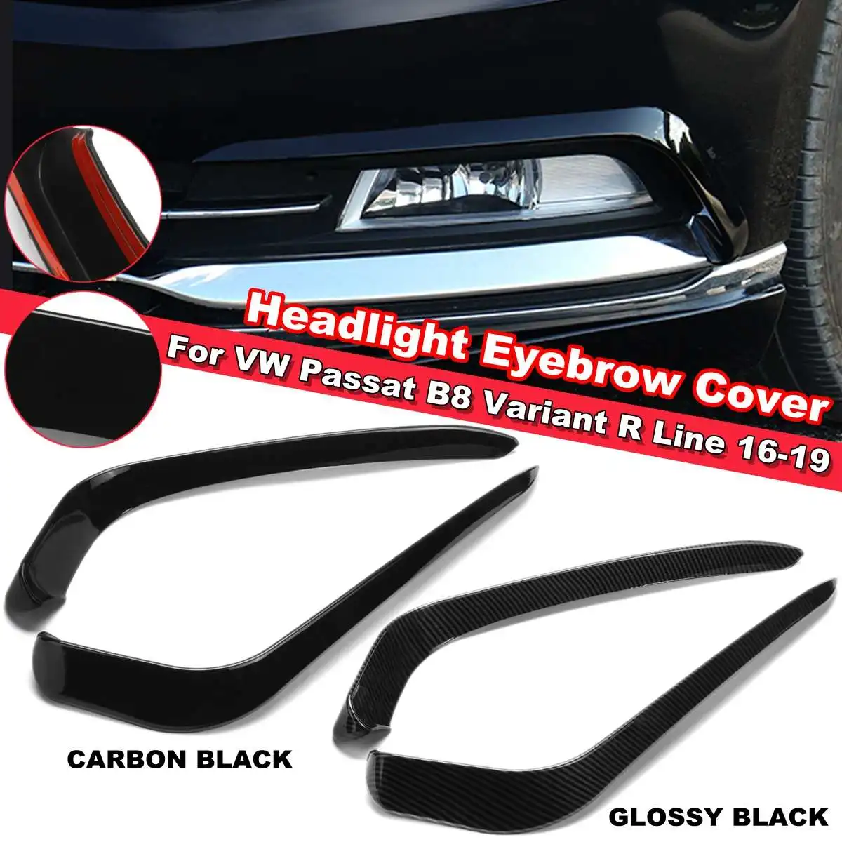 Front Bumper Fog Light Cover Wind Knife Spoiler For VW Passat B8 Variant R Line 2016 2017 2018 2019 1Pair Fog Lamp Eyebrow Trim