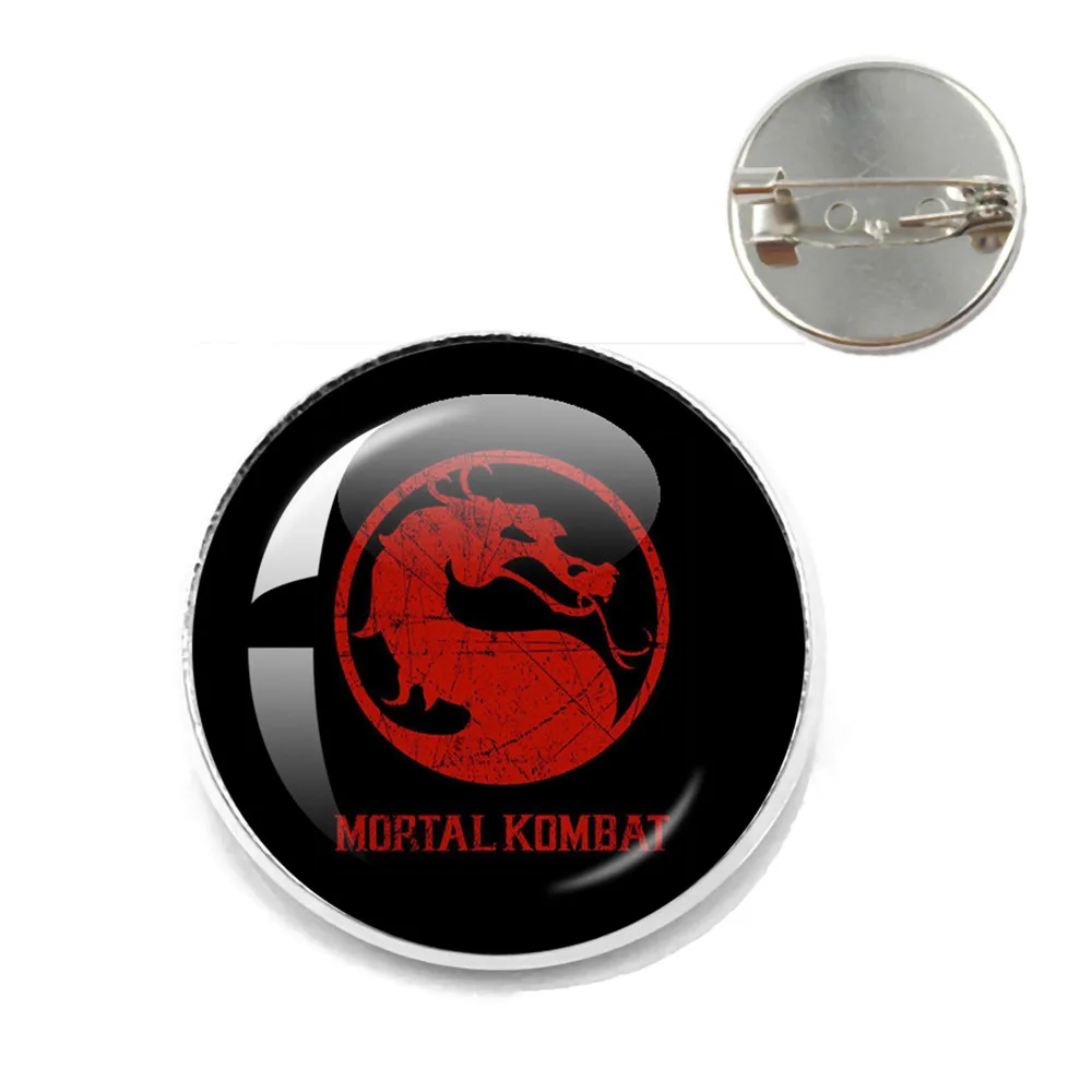 New Fashion Dragon Pattern Mortal Kombat Lapel Pin Gift Brooch Clothes Glass Cabochon Badge Decor Brooch Collar Pins Gifts