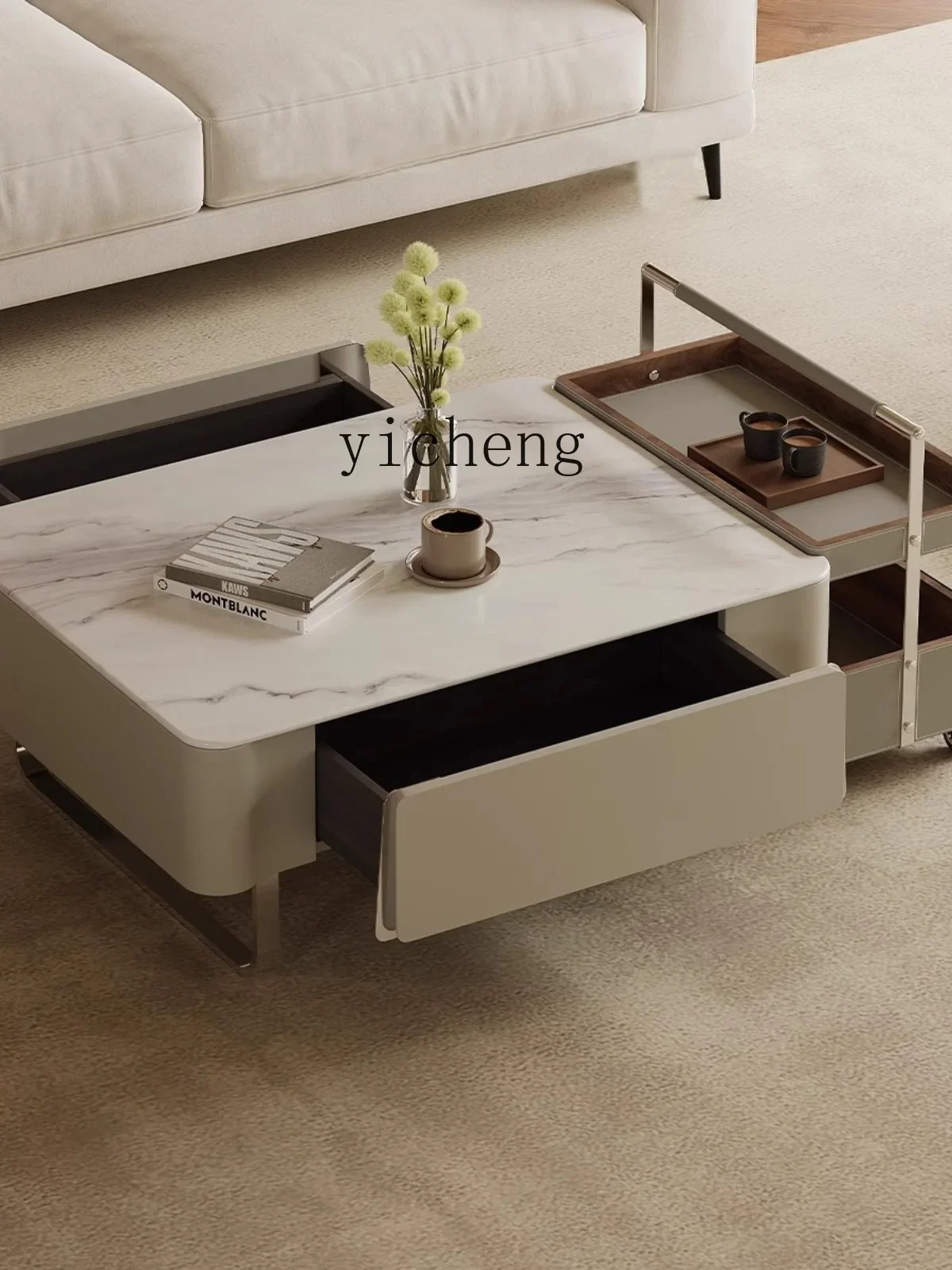 Minimalist with Drawer Square Coffee Table Combination Removable Creative Living Room Household