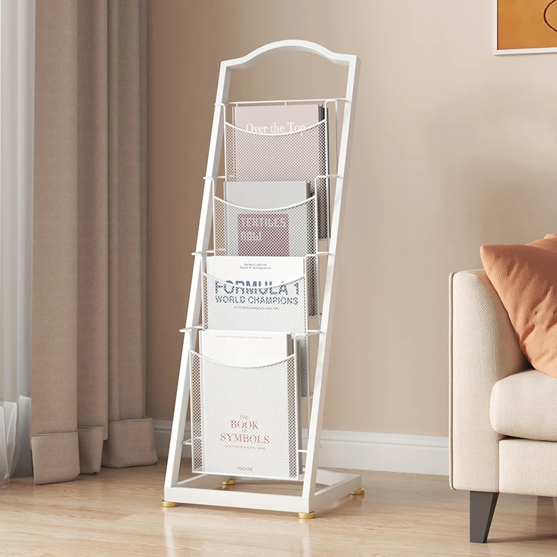 Office Iron Magazine Rack Industrial Newspaper Holder and Book Display Stand for Living Room Modern Home Library Storage Shelf
