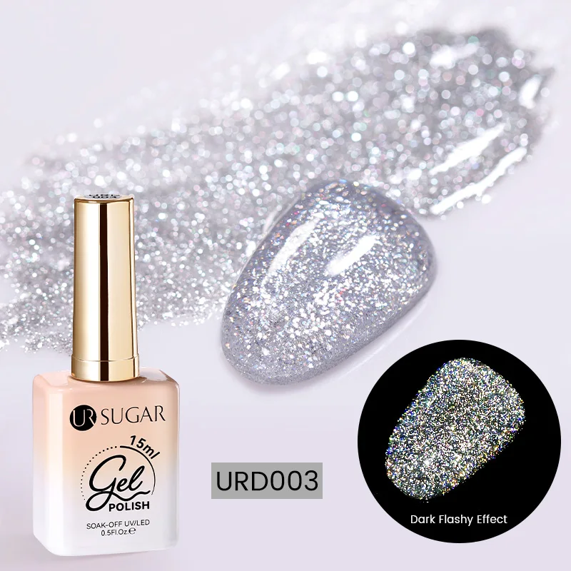 UR SUGAR-Juego de esmaltes de uñas de Gel reflectante con purpurina, Kit de manicura semipermanente brillante, dorado y plateado, para remojar el Gel UV, llamativo y oscuro, 2 uds.