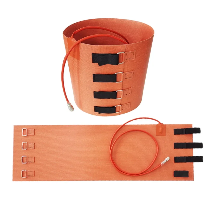 Custom Made Flexible Silicone Heater Band with Sticky Strip Fastening System for Barrel Heating