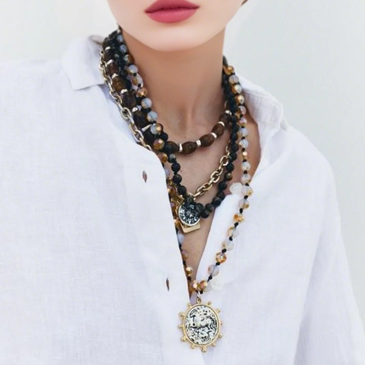 2025 New ZAA Coin Necklaces Vintage Gold-plate Coin Pendant Necklaces For Women Female Multilevel Chain Collar Jewelry Gift