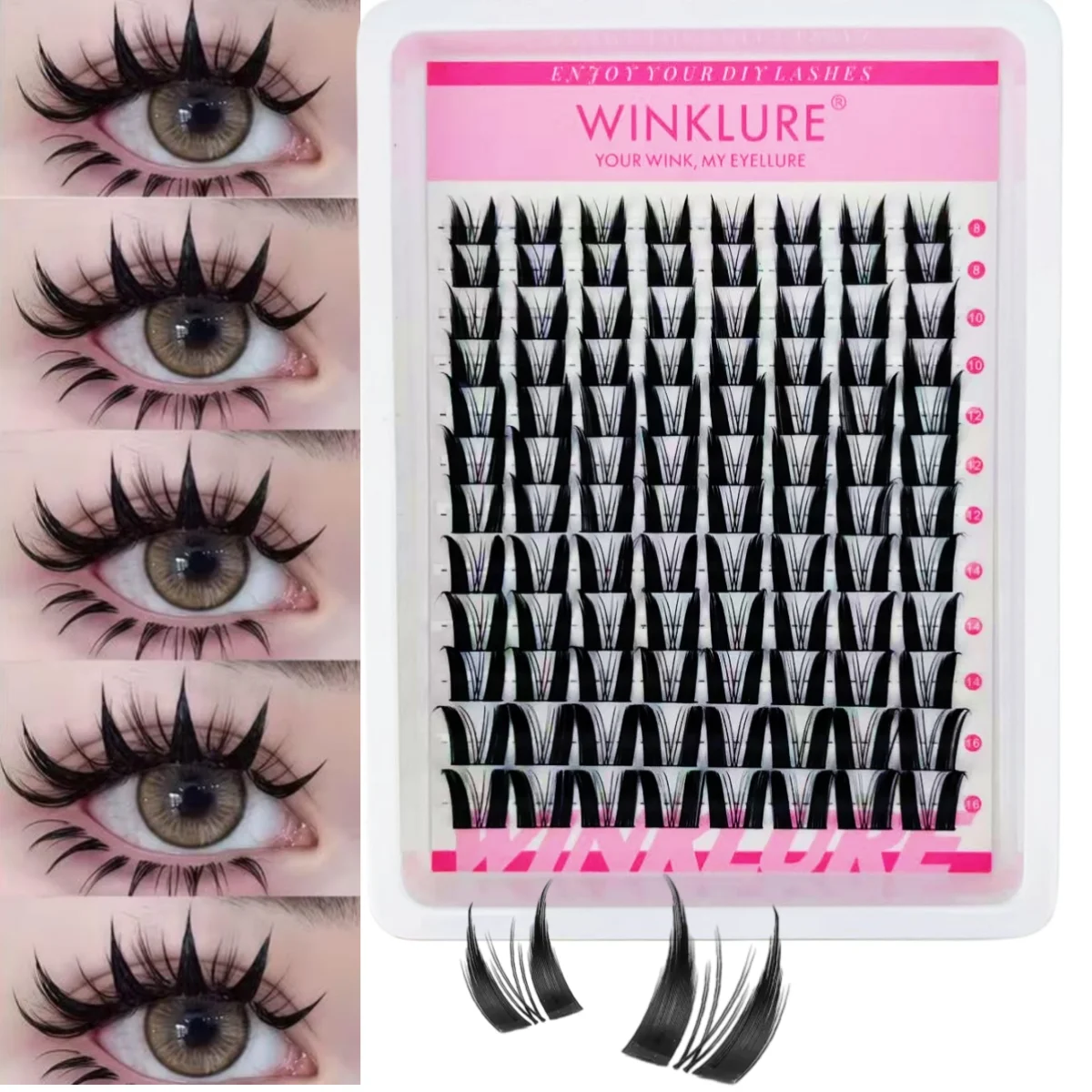 WINKLURE Fairy Lash Clusters Kit 8mm-18mm Manga C Curl Anime Wimpernverlängerungs-Kit Individuelle Spike-Wimpern DIY Volumen Natürlich – Detail 1