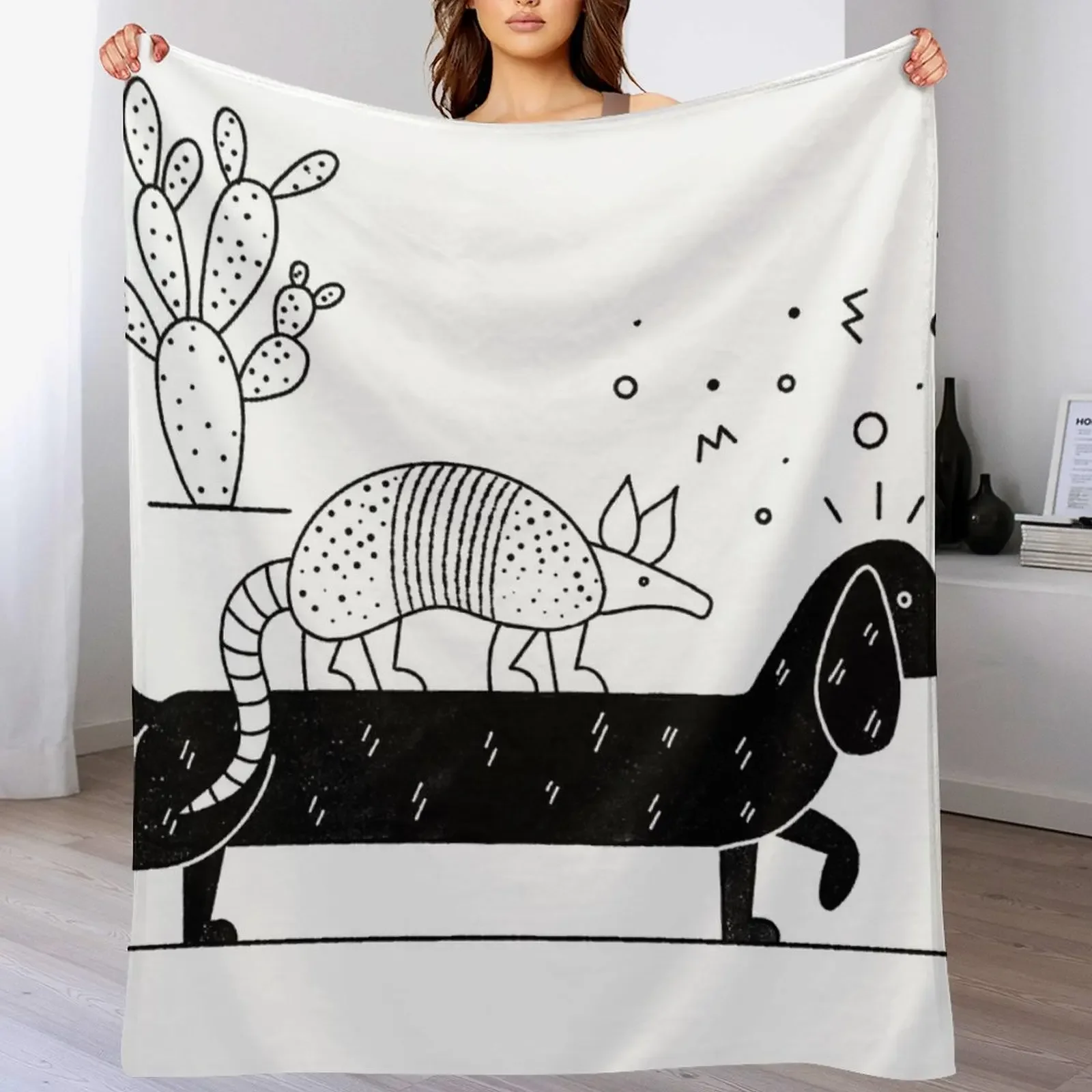 

Armadillo Riding On A Dachshund Throw Blanket Cozy Light Blanket for Travel Camping Picnic