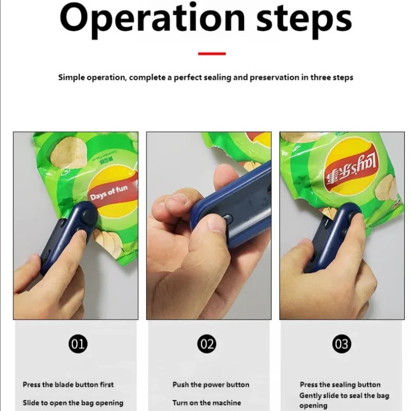 

HOMEFISH Mini Handheld Heat Sealer USB Rechargeable Food Storage Bag Plastic Packaging Machine Clip Bag Portable Food Sealer