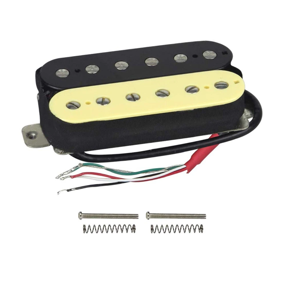 1 Set 2 Pcs Neck and Bridge High Output Alnico 5 Guitar Pickup Double Coil Humbucker Pickups For Electric Guitar (Cream+Black)