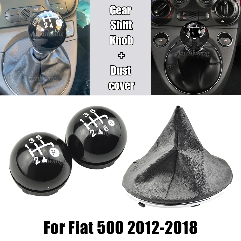 

For Fiat 500 500C 2012 2013 2014 2015 2016 2017 2018 Car-styling 5/6 Speed Gear Shift Stick Knob Level With Leather Boot