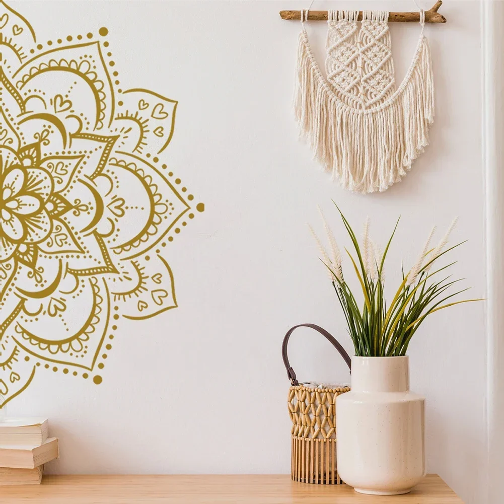 2pcs Wall Stickers Gold Mandala Adhesive Wall Stickers Bedroom Entryway Living Room Porch Home Decoration Wall Decorative Decals