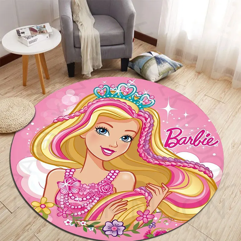 5 dimensioni tappeti rotondi Barbie per la camera da letto tappetini per la camera dei bambini tappetino per sedia da bagno per uso domestico