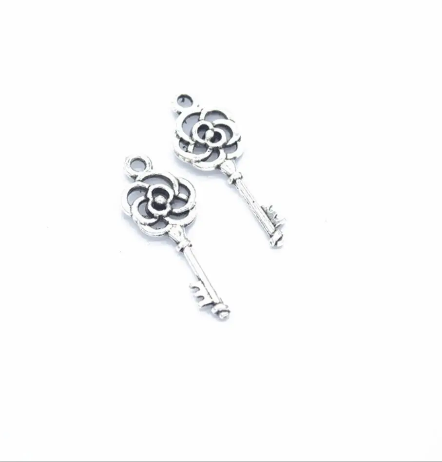 125pcs/lot Alloy Charms Pendant key silver plated 28*11 mm Jewelry Making DIY Charms Handmade Crafts F0232