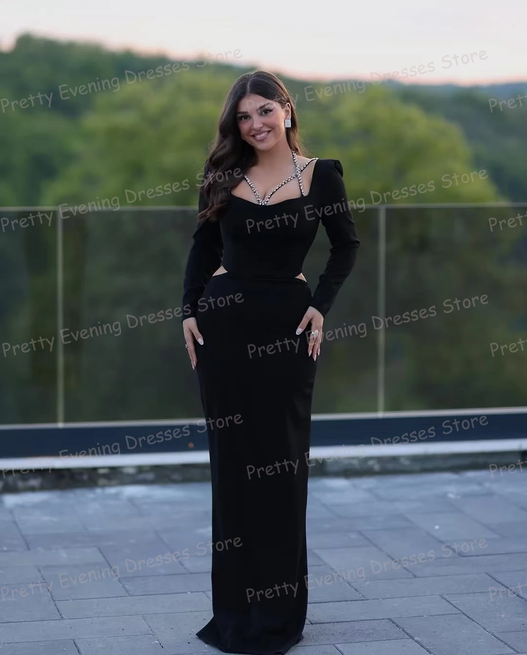

Fashion Black Evening Dresses Mermaid Woman's Long Sleeve Prom Gowns Party Customized Sequined Backless Vestidos De Novia 2026