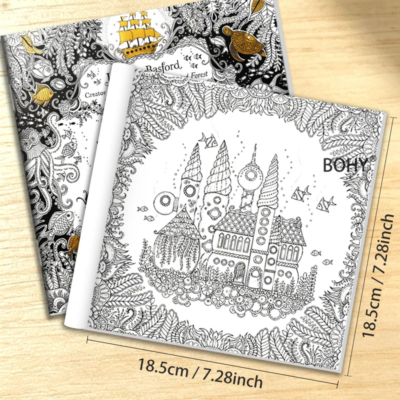 1 Underwater Fantasy Adventure Creative Coloring Book, Include Line Drawing Patterns of Deep-sea Fish/mythical Mermaids 24 Pages