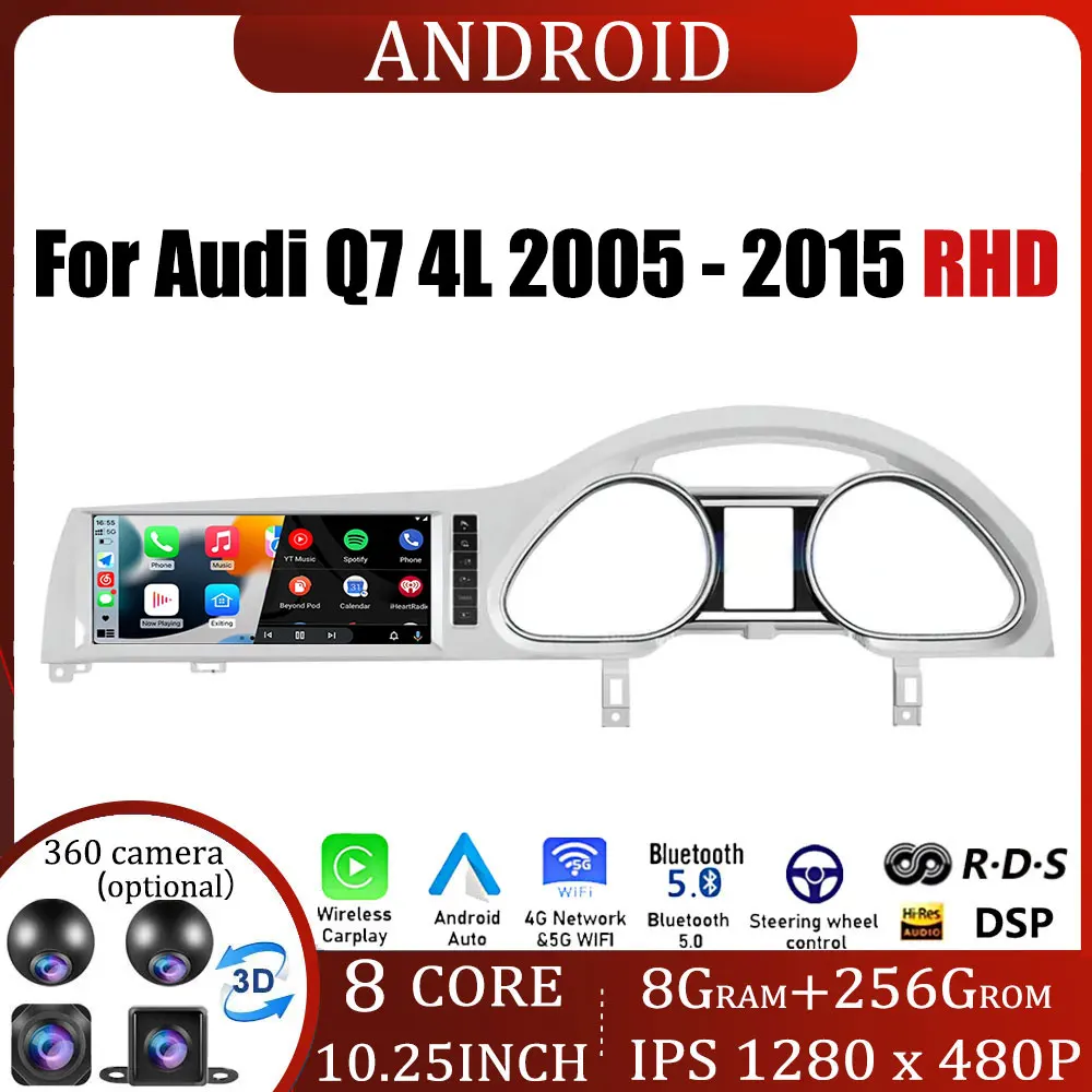 RHD Android OS Car Radio Video For Audi Q7 4L 2005 - 2015 Multimedia Navigation Bluetooth GPS Auto Carplay 4G WIFI System 10.25