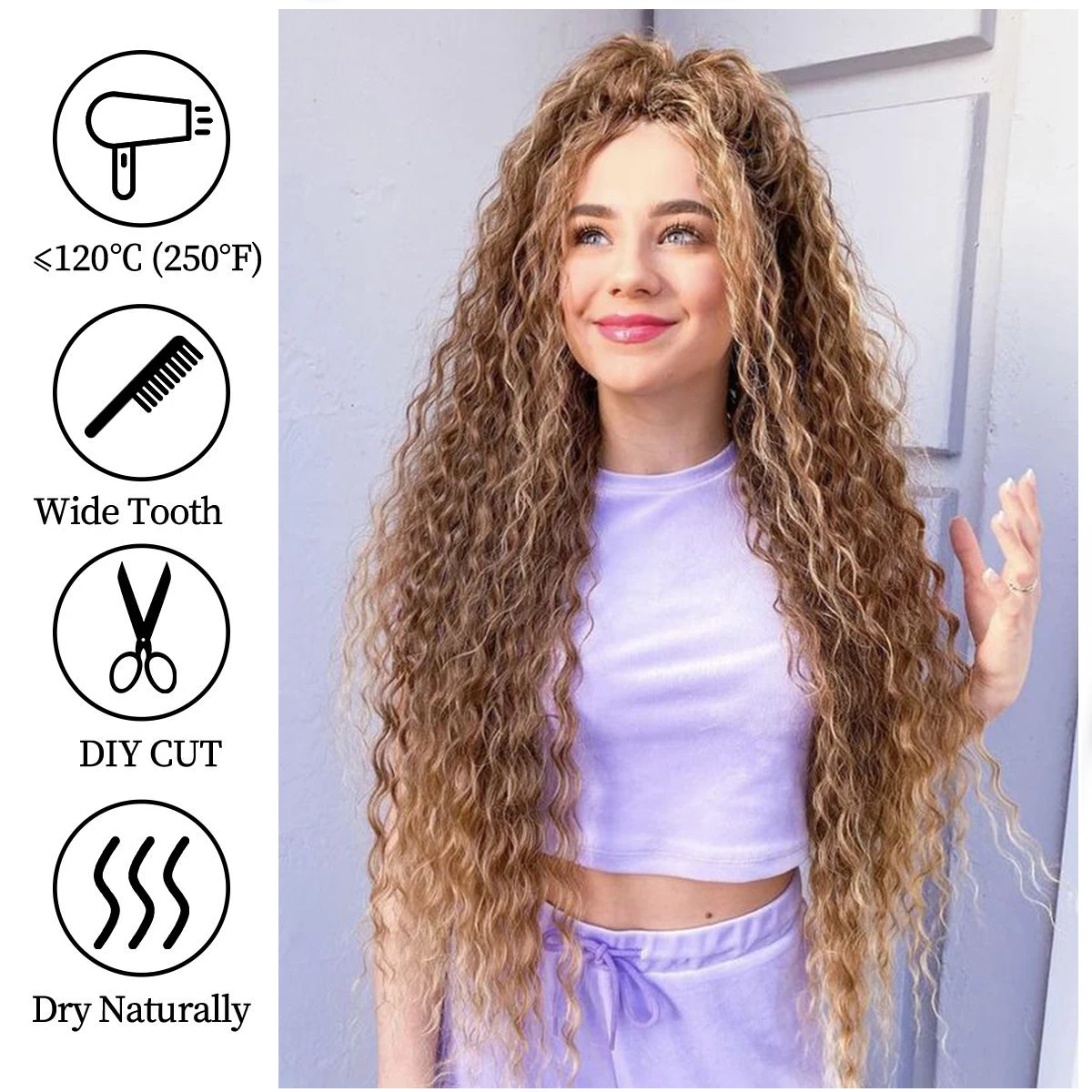 Extension de cheveux tressés à vague profonde pour femmes, tresses synthétiques, cheveux au crochet, vague d'eau ombrée, brun ombré, Ariel Curl, 32 po