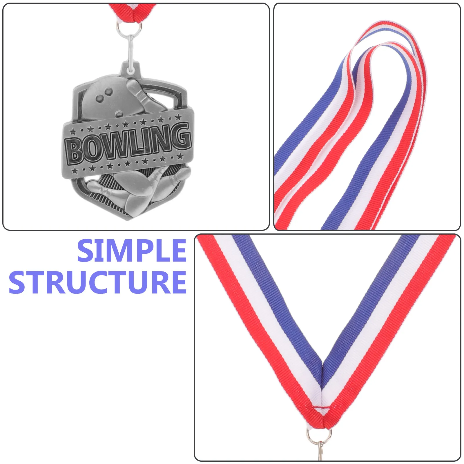 Bowling Medal Decorative Round Reward Medal Sports Game Hanging Ribbon Bowling Awards Medals for Competitions Medals