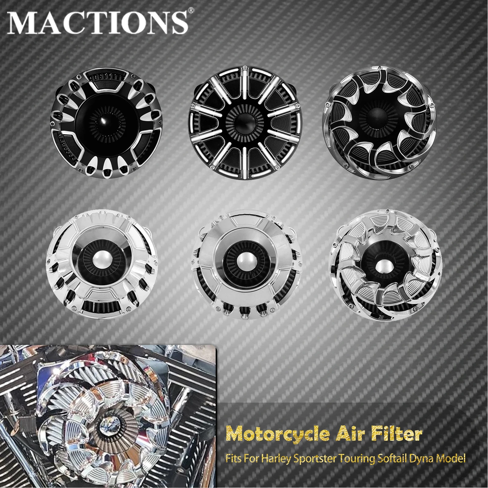 

Motorcycle CNC Air Filter Intake Cleaner For Harley Softail Breakout Touring Road King Electra Street Glide Sportster XL 48 Dyna