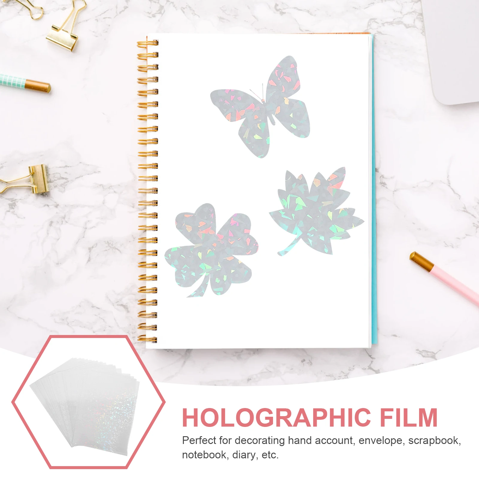 

30 Pcs Holographic Transparent Laminate Film PVC Adhesive Sticker Paper A4 Size Photo Album Film Self Adhesive Sheets for DIY