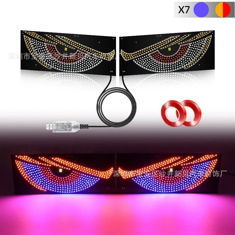 USB Dynamic Big Devil Eyes Light For Cars DIY Programmable Flexible Window Screen LED Display Car Animated Auto Truck Eye