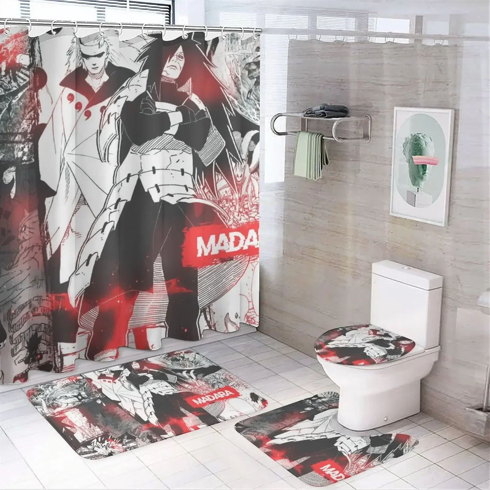 Anime character printed shower curtain Modern non-slip carpet shower curtain Waterproof polyester home decor 180