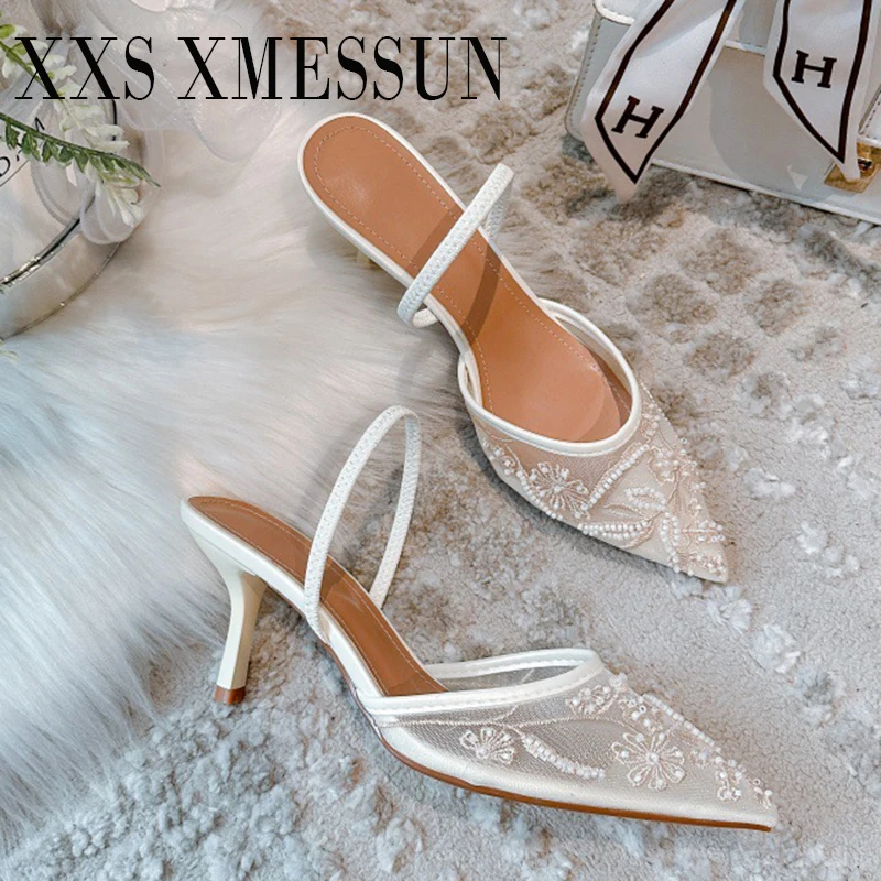 

XXS XMESSUN 2026 New Square Toe Buckle Strap Woman Sandals Summer Narrow Band Hollow Out High Heels Banquet Shoes