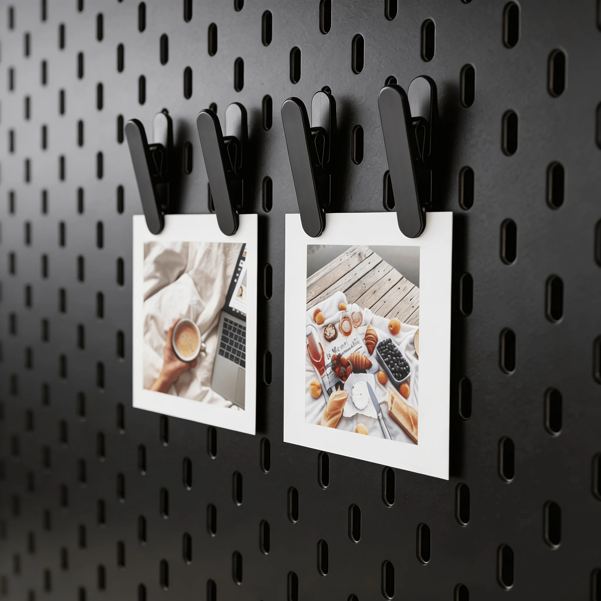 2Pcs Plastic Pegboard Photo Clips Wall Mount Multi-functional Holder for Photo Card Note Home Office Neat Storage Organizer