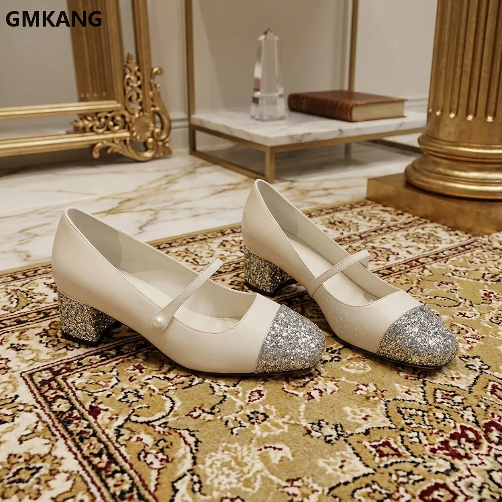 

Classic Mary Jane Platform Shoes Women Chunky Heel Round Toe Patent Leather Buckle Strap Comfort Casual Walking Oxfords