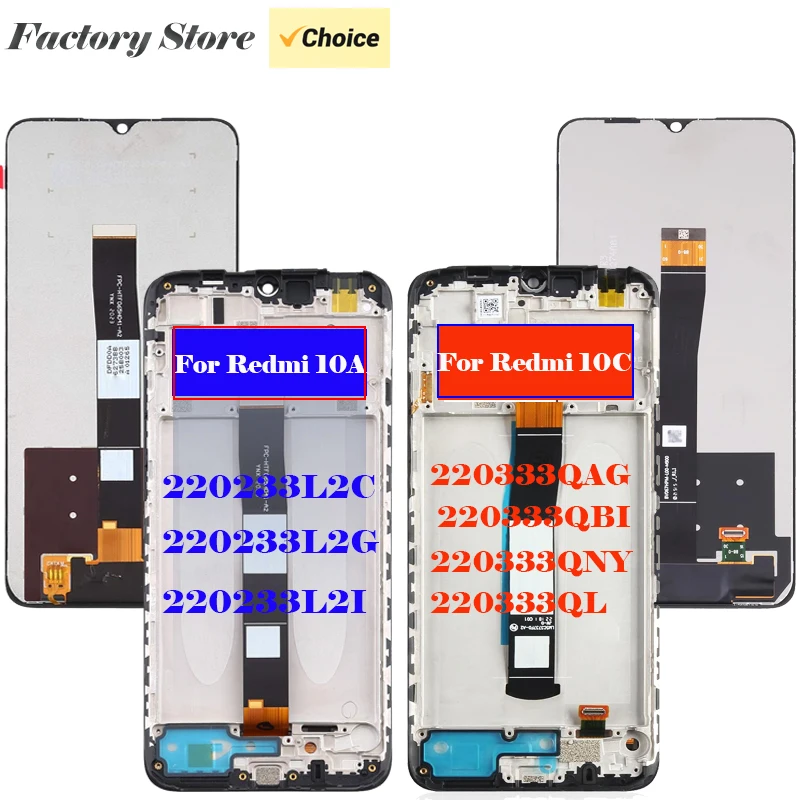 Original LCD For Xiaomi Redmi 10A 10C 220333QAG 220333QNY 220233L2I 220233L2G LCD With Frame Display And Touch Screen Assembly