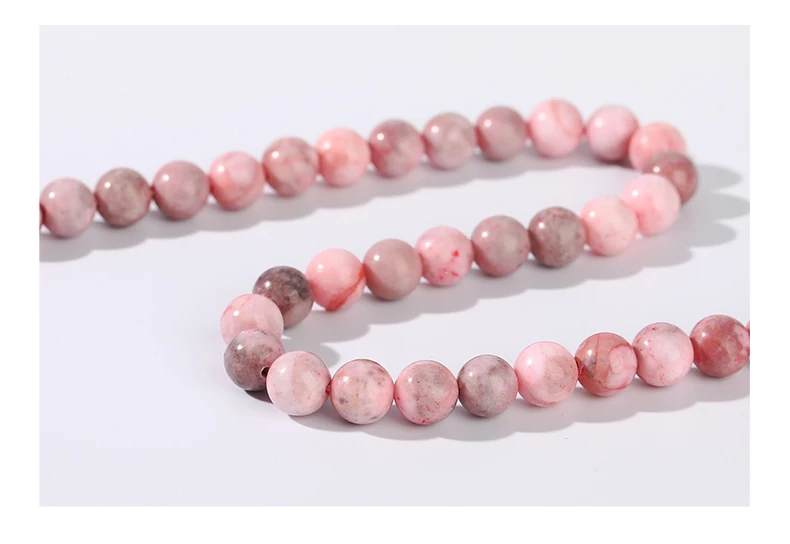 Naturstein Rosa Zebra Jaspis Perle 4 6 8 10 12mm Runde Lose Spacer Perle Für Schmuck Machen DIY Armbänder Halskette Zubehör – Detail 4