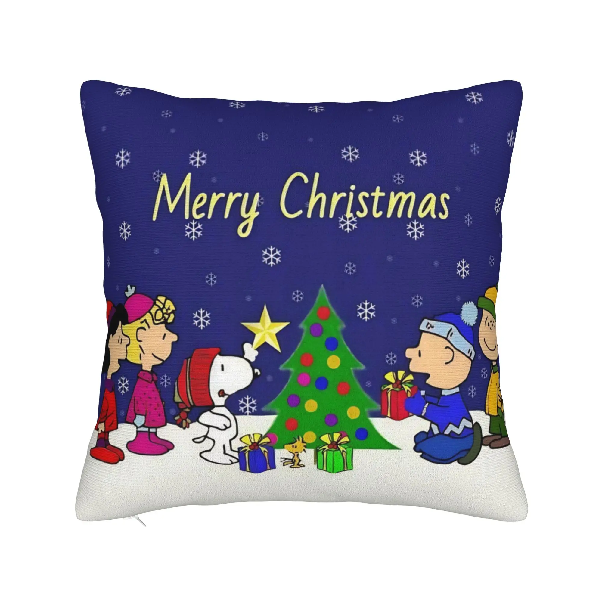 S-Snoopys Xmas Christmas Tree Pillowcase Polyester Cushion Cover Decoration  Pillow Case Cover Home Square 45X45cm