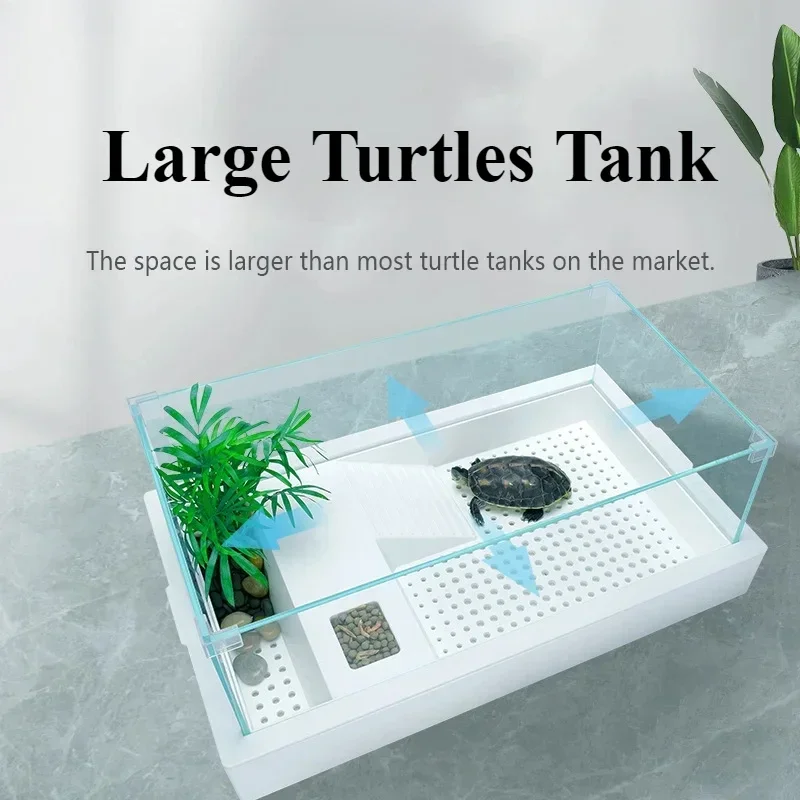 Transparent High-Quality Glass Large Turtle Ecological Tank with Climbing Platform Turtles Reptile Habitat Fish Tanks Aquariums