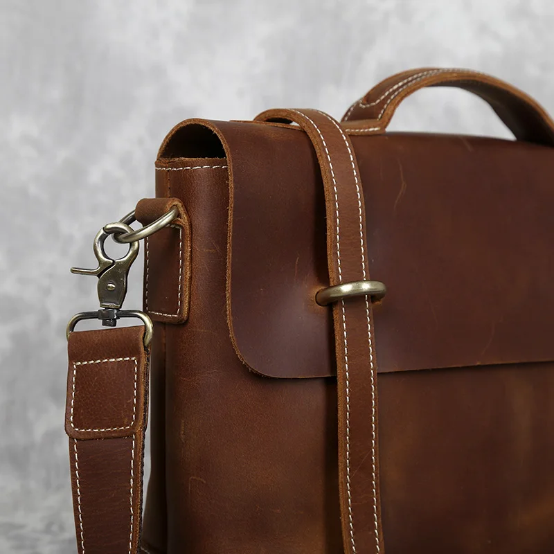 Retro Leder herren Handtasche Top Schicht Rindsleder Aktentasche Crazy Horse Leder Messenger Schulter Große Kapazität Computer Tasche NZPJ – Detail 10