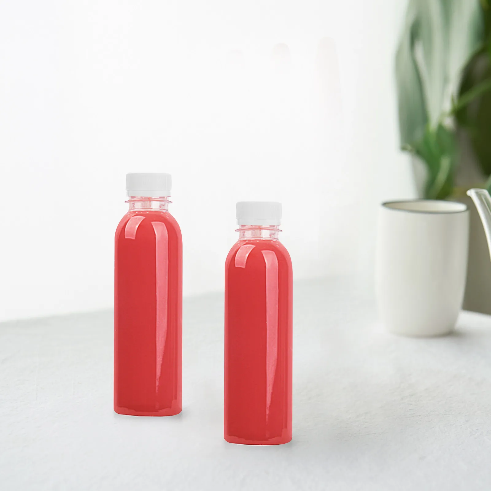 1 Juego de botellas de plástico transparentes, contenedor de bebidas reutilizable, de alta transmitancia de luz, para jugo, leche y bebidas