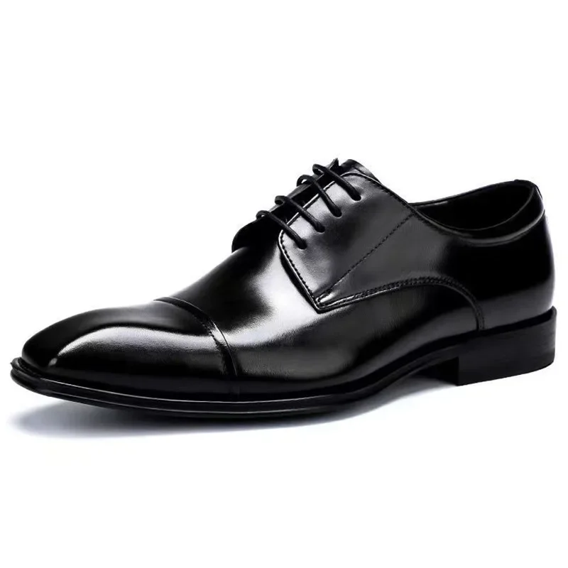 Eleglant Leather Mens Dress Shoes Black Formal Social Shoe Male Business Wedding Derby for Man Luxury Italian Oxford Loafers
