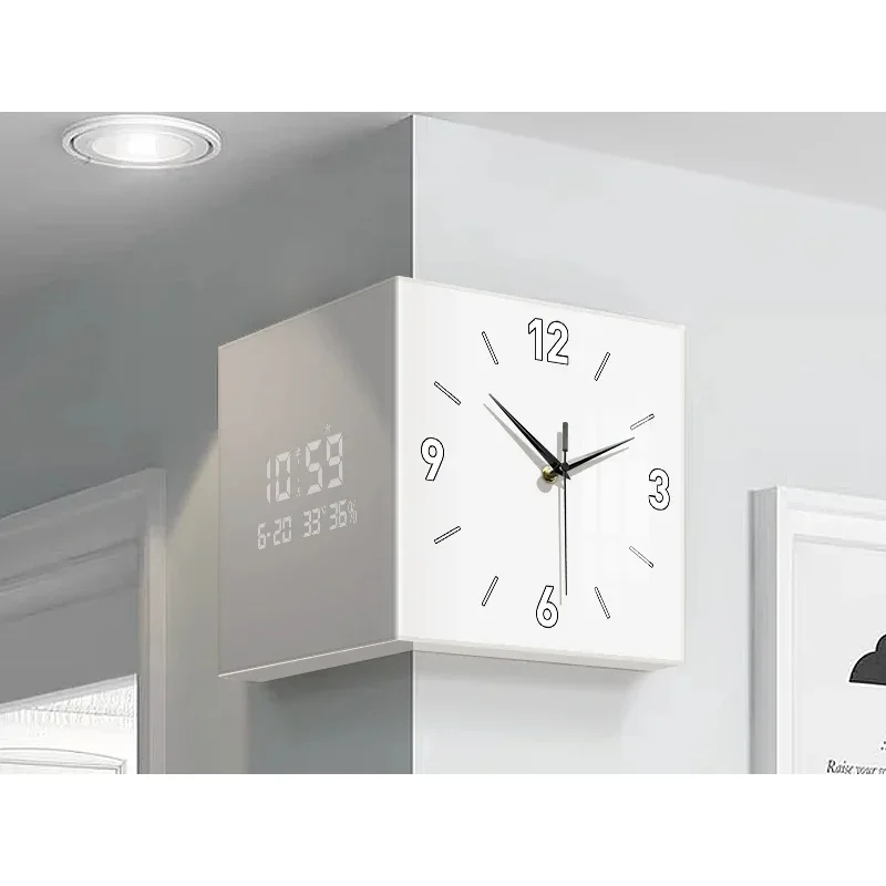

Living room corner clock perpetual calendar new electronic modern simple double-sided wall clock creative corner wall clock