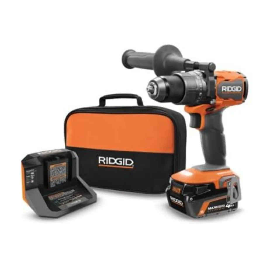 

Бесщеточный аккумуляторный гайковерт 18В, 1/2 дюйма Набор перфоратора-шуруповерта с аккумулятором 4.0 Ач MAX, зарядным устройством 18В и сумкой для инструментов