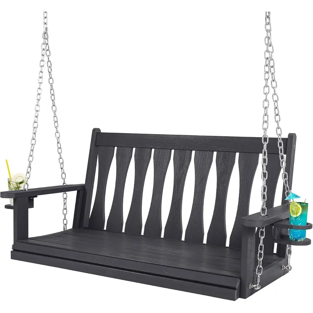 

Двухместные уличные качели для веранды с подстаканниками, устойчивые к атмосферным воздействиям, садовые качели-скамейка для патио и двора
